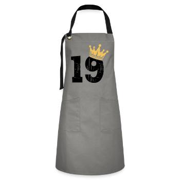 19 Crown 19th Birthday 19 years old - Artisan Apron - grey/black - Front - Zoe (177cm)