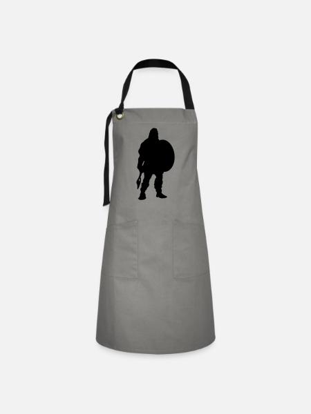 Wikinger Silhouette - Kontrastschürze - Grau/Schwarz