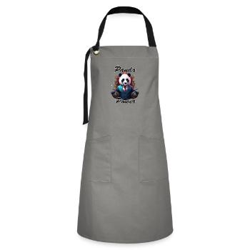 Panda / Animal / Zoo / Bamboo / Wild / Childlike - Artisan Apron - grey/black - Front - Zoe (177cm)