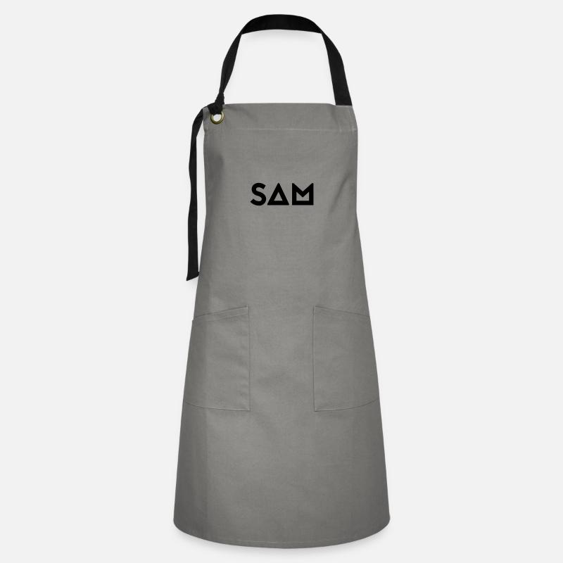 Prénom Samuel - Tablier contrasté - gris/noir