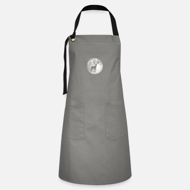Full Moon - Deer - - Artisan Apron - grey/black