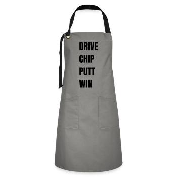 Golf Drive Chip Putt Win - Kontrastschürze - Grau/Schwarz - Vorne - Zoe (177cm)