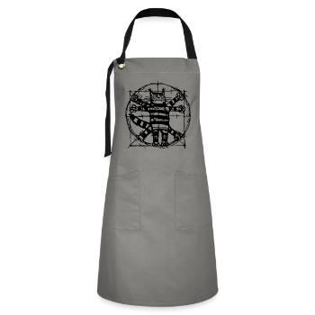 Vitruvian Cat - Funny kitty - Artisan Apron - grey/black - Front - Zoe (177cm)