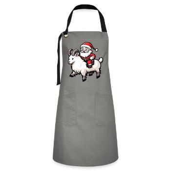 Chèvre de montagne Père Noël dessin animé - Tablier contrasté - gris/noir - Devant - Zoe (177cm)