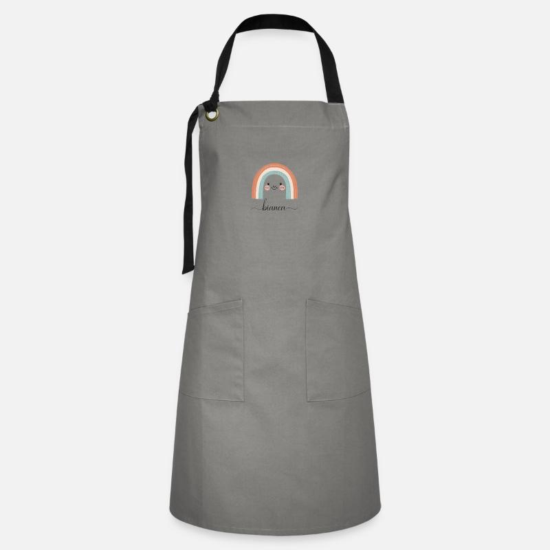 Bianca! Rainbow, customizable - Artisan Apron - grey/black