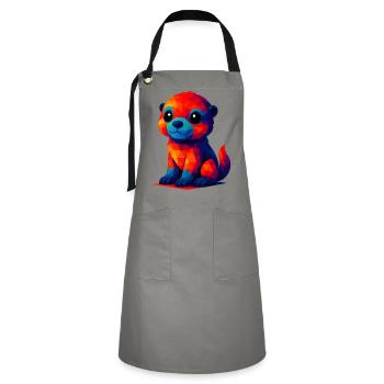 WPAP Polygon Kawaii Style Baby Otter Animals - Artisan Apron - grey/black - Front - Zoe (177cm)