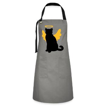 Chat aux ailes d'ange et halo - Tablier contrasté - gris/noir - Devant - Zoe (177cm)