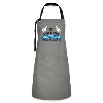Beste Arbeitskollegin Spruch Geschenk Damen - Kontrastschürze - Grau/Schwarz - Vorne - Zoe (177cm)