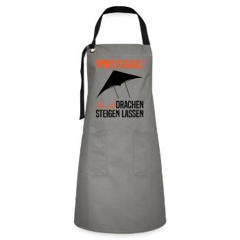 Drachenfliegen Drachensteigen Spruch Geschenk - Kontrastschürze - Grau/Schwarz - Vorne - Zoe (177cm)