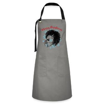 Sassy Christmas Afrolook Snowflakes - Artisan Apron - grey/black - Front - Zoe (177cm)