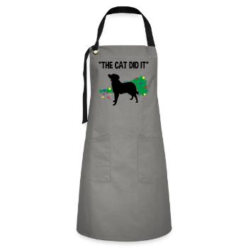 Dog Innocent Christmas Tree Cat Prank - Artisan Apron - grey/black - Front - Zoe (177cm)