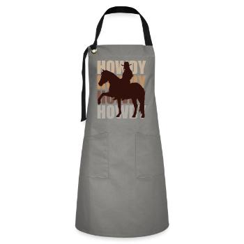 Howdy! Western Rider Greeting and Fun - Artisan Apron - grey/black - Front - Zoe (177cm)
