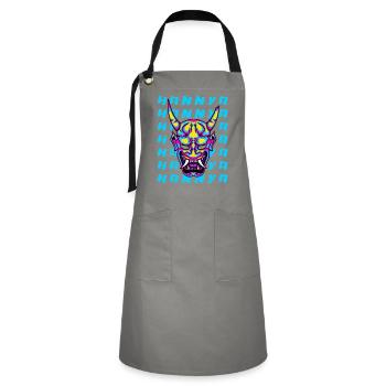 Hannya Mask Neon Demon Japan Art - Artisan Apron - grey/black - Front - Zoe (177cm)
