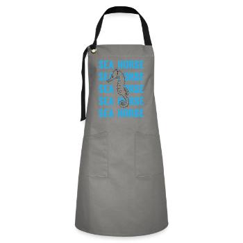 Sea Horse Writing Game Ocean Love - Artisan Apron - grey/black - Front - Zoe (177cm)