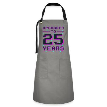 25 Years Pixel Anniversary Gamer Honor - Artisan Apron - grey/black - Front - Zoe (177cm)