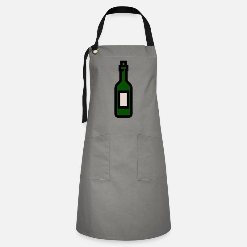 bouteille à vin - Tablier contrasté - gris/noir