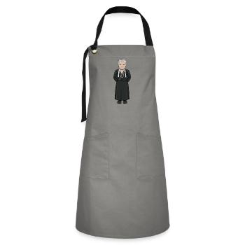 Selma Lagerlöf - Kontrastschürze - Grau/Schwarz - Vorne - Zoe (177cm)