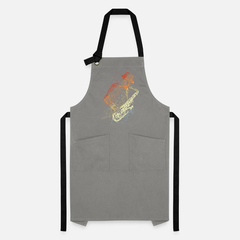 Retro Saxophone Player Drawing Artisan Apron