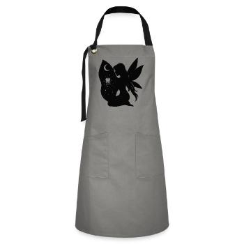 Mondnacht Fee Silhouette - Kontrastschürze - Grau/Schwarz - Vorne - Zoe (177cm)