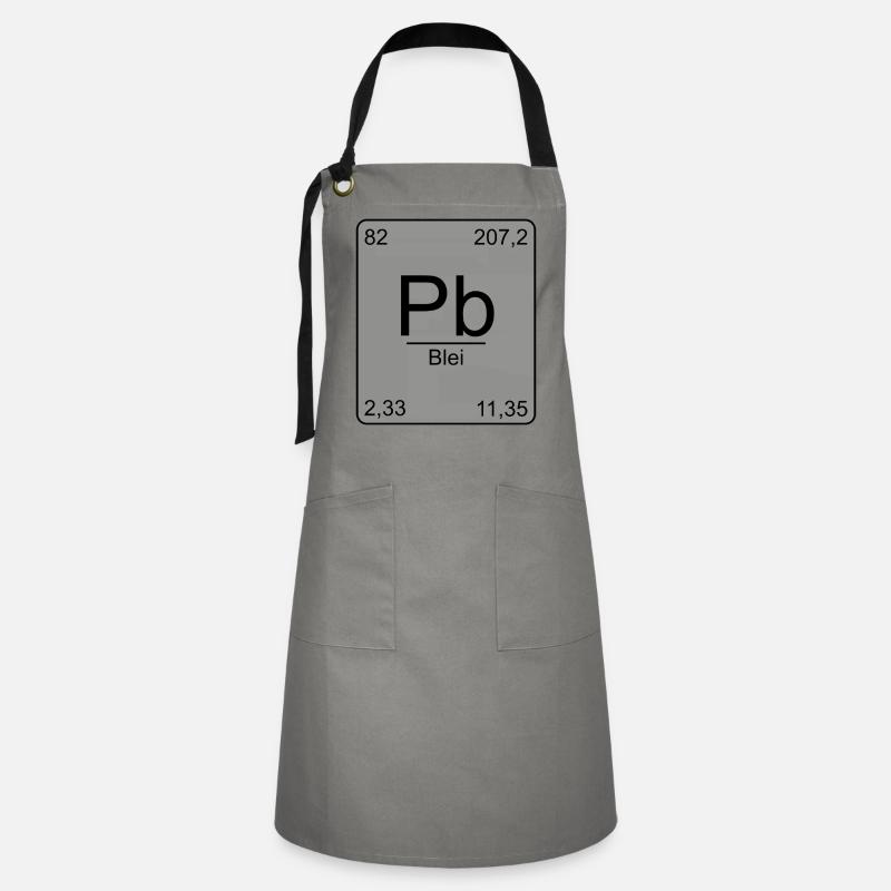 Plomb, tableau périodique, chimie, physique, élément - Tablier contrasté - gris/noir