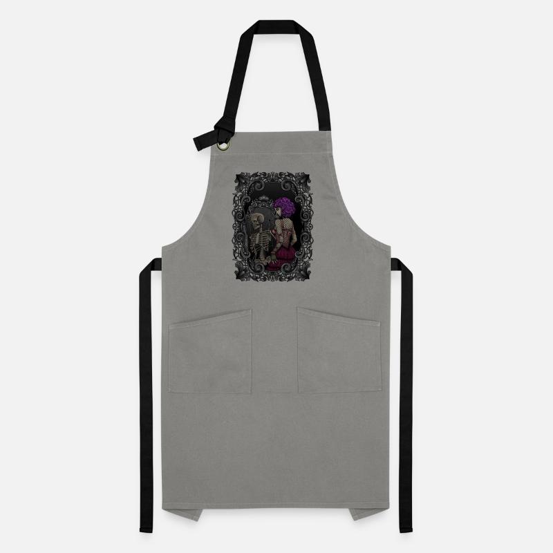 Skeleton mirror image - dead inside - Gothic Artisan Apron