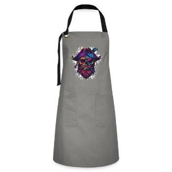 Crâne de pirate - Tablier contrasté - gris/noir - Devant - Zoe (177cm)