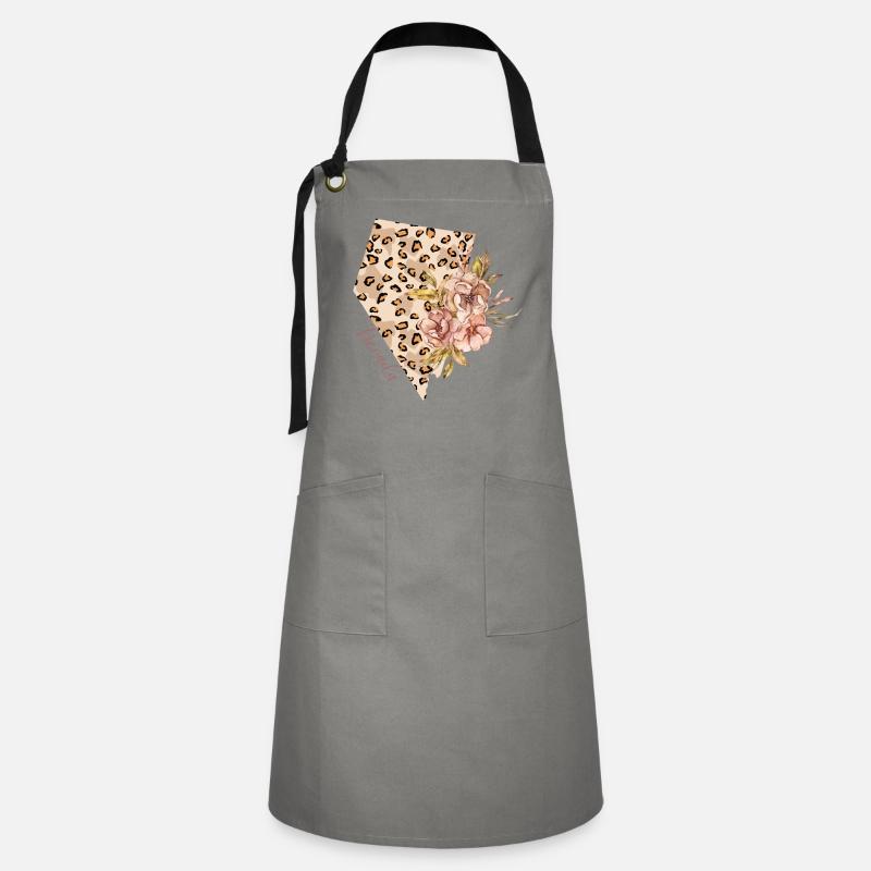 Nevada Leopard Pattern Map Leo - Artisan Apron - grey/black
