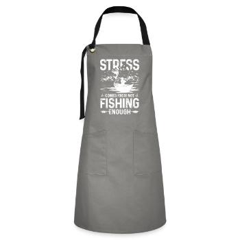 Stress arises when you don't fish enough - Artisan Apron - grey/black - Front - Zoe (177cm)