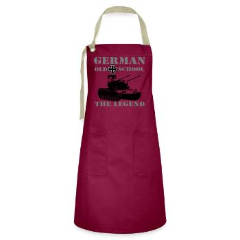 Tank Cheetah, Tank, Military, Oldschool (25) - Artisan Apron - burgundy / desert sand - Front - Zoe (177cm)