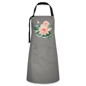 Fleurs de nénuphars avec bourgeon dans l’étang de nénuphars - Tablier contrasté - gris/noir - Devant - Zoe (177cm)