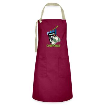 Accountant - Artisan Apron - burgundy / desert sand - Front - Zoe (177cm)