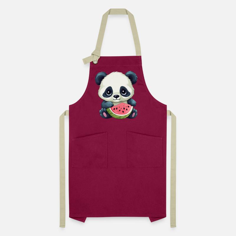 Panda mignon à la pastèque Tablier contrasté