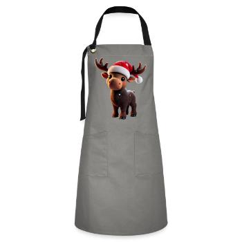 Elch - Moose - Weihnachten - Kontrastschürze - Grau/Schwarz - Vorne - Zoe (177cm)