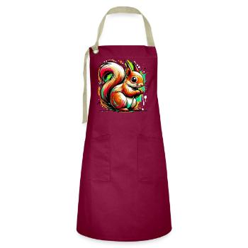 Squirrel - Artisan Apron - burgundy / desert sand - Front - Zoe (177cm)