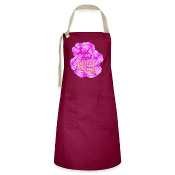 Cotton Candy Thinking swirl - Artisan Apron - burgundy / desert sand - Front - Zoe (177cm)