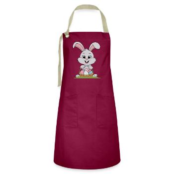 Cute Easter Rabbit - Artisan Apron - burgundy / desert sand - Front - Zoe (177cm)