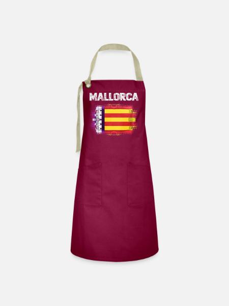 Mallorca - Kontrastschürze - Burgunderrot / Sandfarben