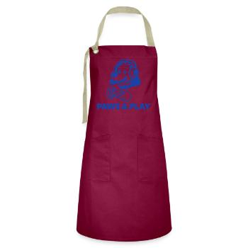Retro Gaming Hamster Design - Artisan Apron - burgundy / desert sand - Front - Zoe (177cm)