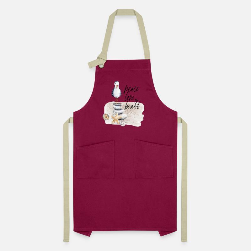 Beach Bird on Stone Stack Watercolors Artisan Apron
