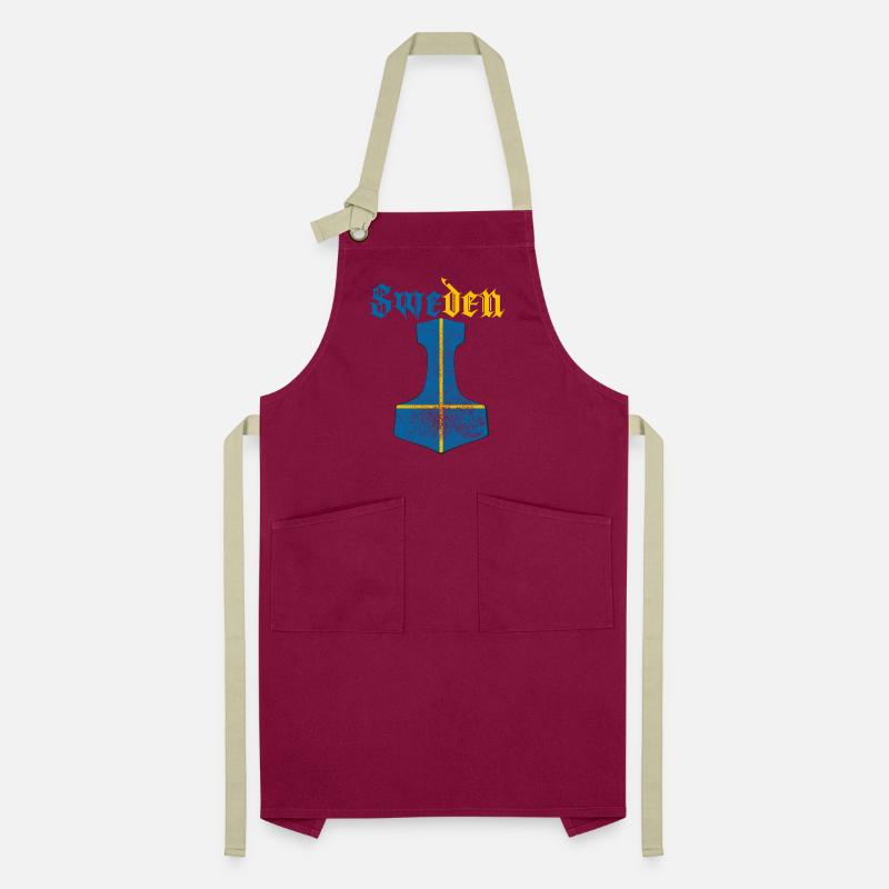 Drapeau de la Suède – Mjölnir Thorhammer Design Tablier contrasté