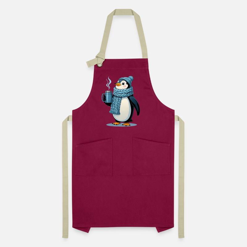 Pingouin câlin avec écharpe bleue Tablier contrasté