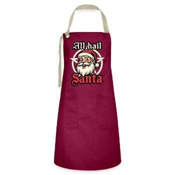 All hail Santa - Artisan Apron - burgundy / desert sand - Front - Zoe (177cm)