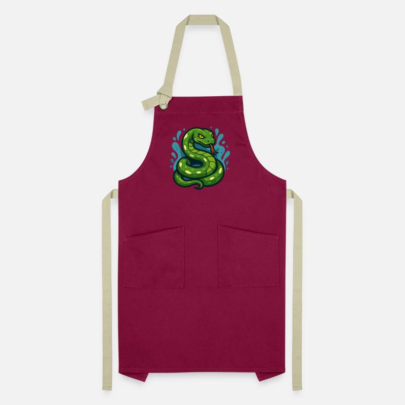 Green Tree Python Snake in Wave Artisan Apron