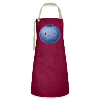 Visage myrtille Kawaii Kids Baby Fruit Healthy - Tablier contrasté - bordeaux/sable - Devant - Zoe (177cm)
