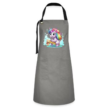 Rainbow Unicorn Sleigh - Artisan Apron - grey/black - Front - Zoe (177cm)