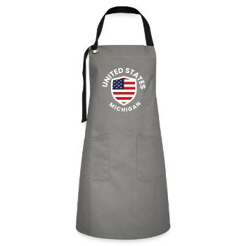 Bouclier du drapeau américain Michigan - Tablier contrasté - gris/noir - Devant - Zoe (177cm)