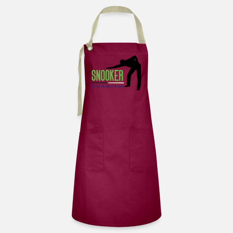 Snooker - Let's get the.boys on the baize - Artisan Apron - burgundy / desert sand