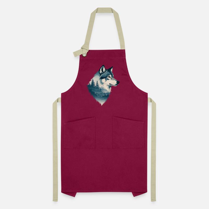 Blauer Wolf im Wald Kontrastschürze