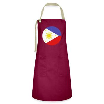 Philippines round flag - Artisan Apron - burgundy / desert sand - Front - Zoe (177cm)