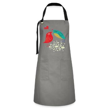 birds in love - Artisan Apron - grey/black - Front - Zoe (177cm)